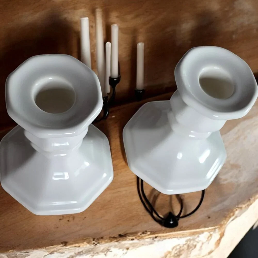 VINTAGE PHALTZGRAFF Heritage White Candlestick Holders Set of 2